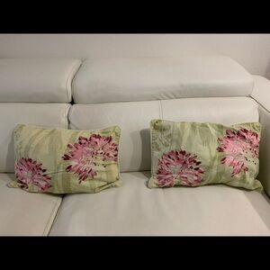 Floral Accent Pillows - Green and Pink